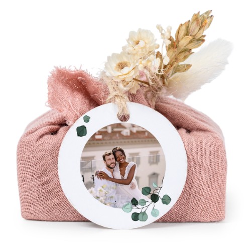 Lot de 6 savons avec emballage en coton rose et étiquettes rondes