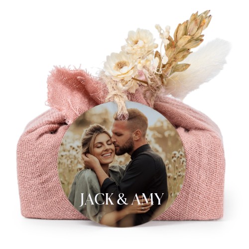 Pink cotton wrapped soaps with round label (6 pcs)