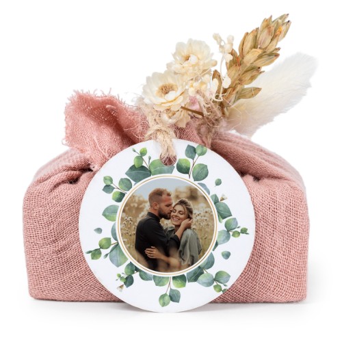 Sæber i lyserøde stofindpakninger med rundt mærke (sæt á 6)