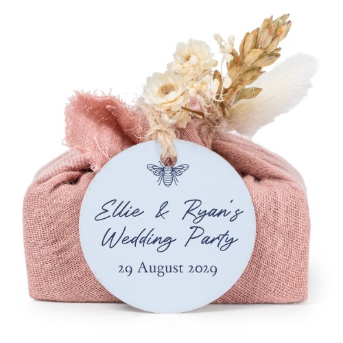 Sæber i lyserøde stofindpakninger med rundt mærke (sæt á 6)