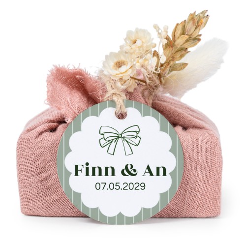 Lot de 6 savons avec emballage en coton rose et étiquettes rondes