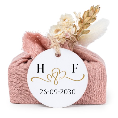 Pink cotton wrapped soaps with round label (6 pcs)