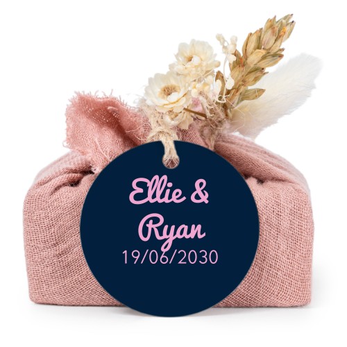 Pink cotton wrapped soaps with round label (6 pcs)