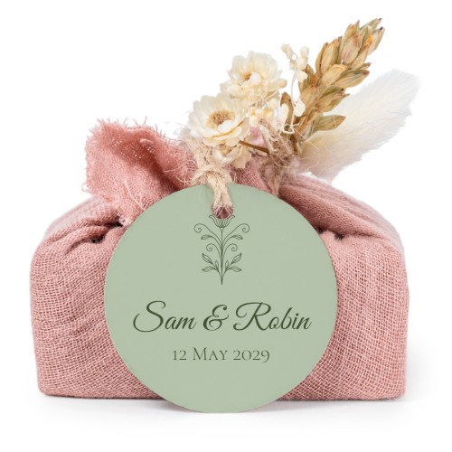 Lot de 6 savons avec emballage en coton rose et étiquettes rondes