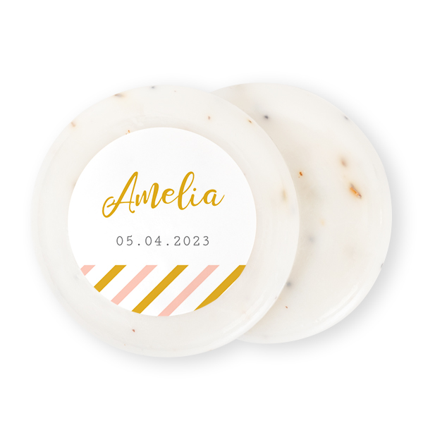 Rund såpe med klistremerke - 12 stk