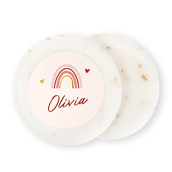 Rund såpe med klistremerke - 12 stk