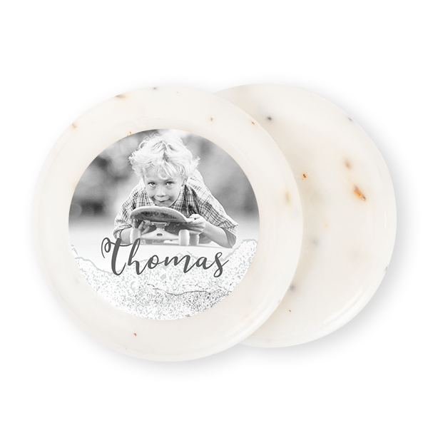 Rund såpe med klistremerke - 12 stk Rund såpe med klistremerke - 12 stk