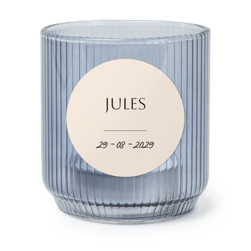 Personalised Blue Glass Tealight Holder with Round Stickers – Set of 6