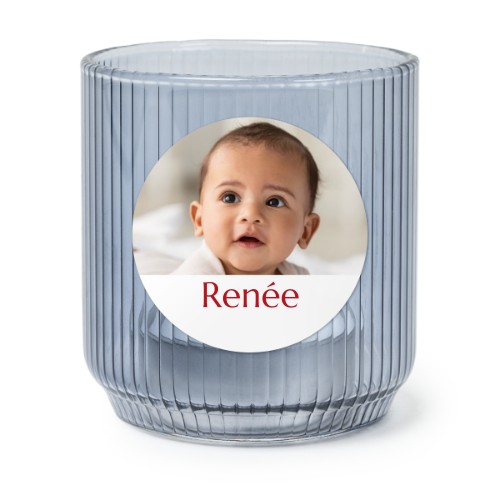 Theelichthouder blauw met ronde sticker - set van 6