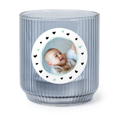 Lysholder i glass blå med runde klistermerker - 6 stk