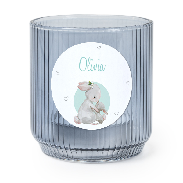 Fyrfadsholder i blåt glas med runde klistermærker – 6 stk