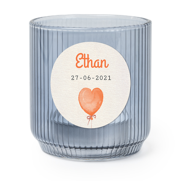 Värmeljushållare  i blått glas med runda klistermärken – 6 st