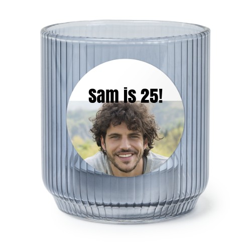 Theelichthouder blauw met ronde sticker - set van 6