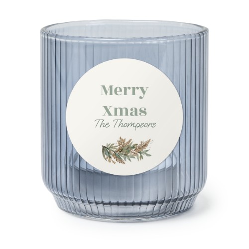 Personalised Blue Glass Tealight Holder with Round Stickers – Set of 6