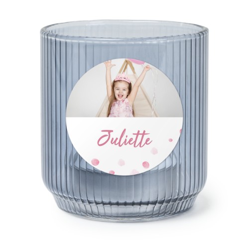 Värmeljushållare  i blått glas med runda klistermärken – 6 st