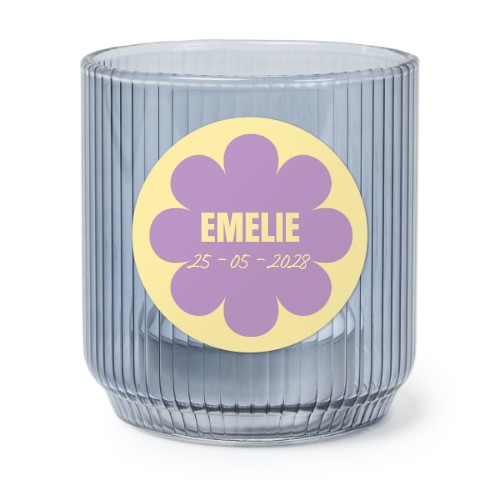 Lysholder i glass blå med runde klistermerker - 6 stk