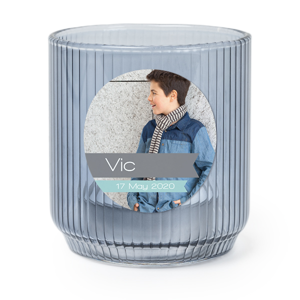 Windlichter blau mit Aufkleber Rund - 6 Stk. 