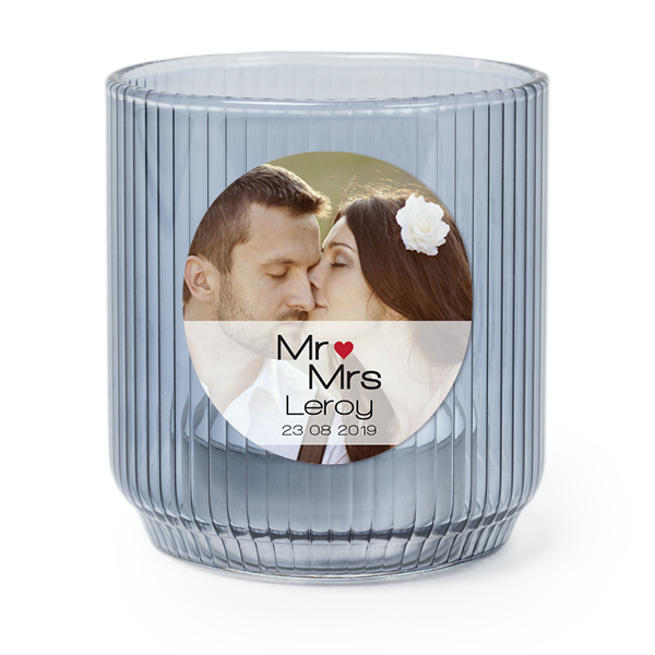 Windlichter blau mit Aufkleber Rund - 6 Stk. 