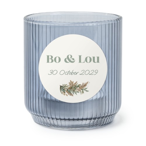 Personalised Blue Glass Tealight Holder with Round Stickers – Set of 6