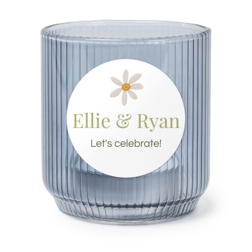 Personalised Blue Glass Tealight Holder with Round Stickers – Set of 6