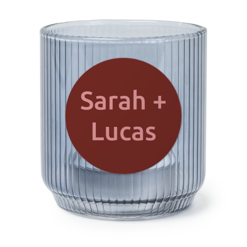 Personalised Blue Glass Tealight Holder with Round Stickers – Set of 6