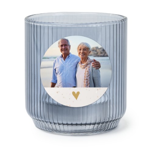 Theelichthouder blauw met ronde sticker - set van 6