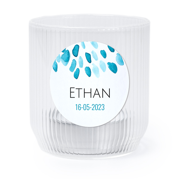 Personalised Clear Glass Tealight Holder with Round Stickers – Set of 6