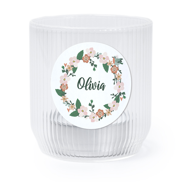 Värmeljushållare i glas med runda klistermärken - 6 st