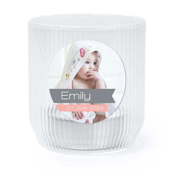 Personalised Clear Glass Tealight Holder with Round Stickers – Set of 6