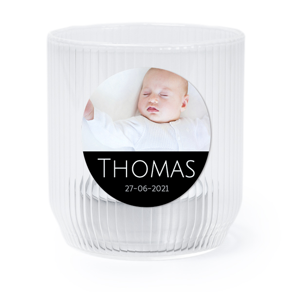 Personalised Clear Glass Tealight Holder with Round Stickers – Set of 6