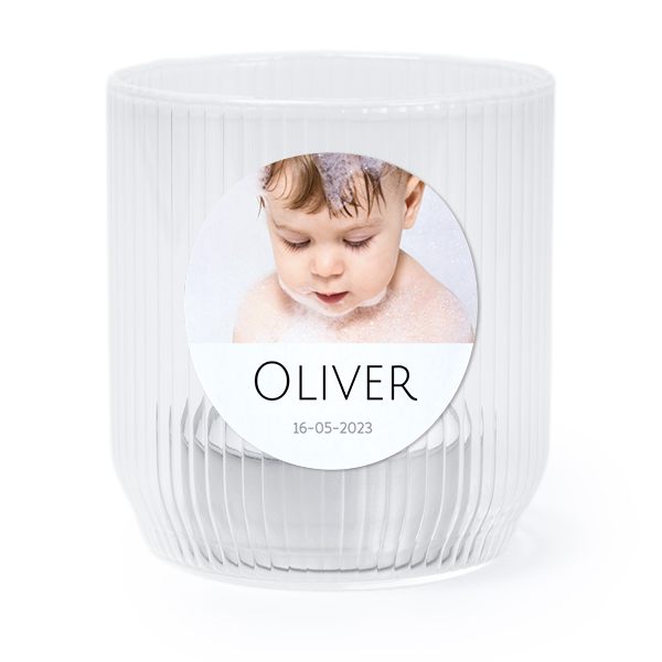 Personalised Clear Glass Tealight Holder with Round Stickers – Set of 6