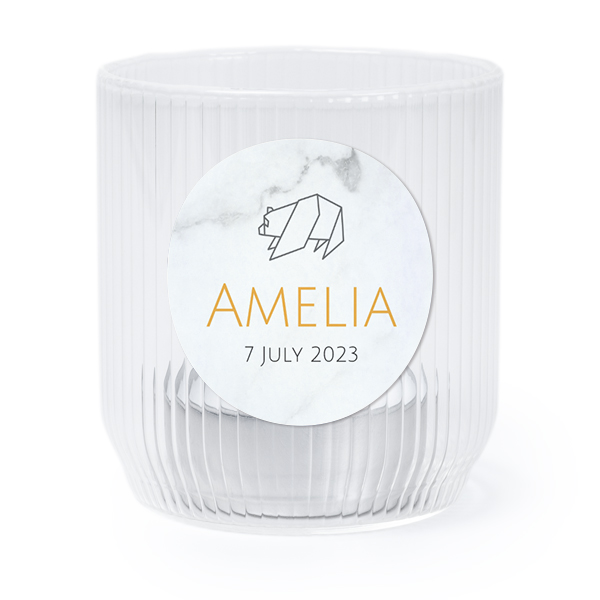 Lysholder i glass med runde klistermerker - 6 stk