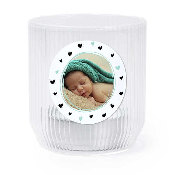 Lysholder i glass med runde klistermerker - 6 stk