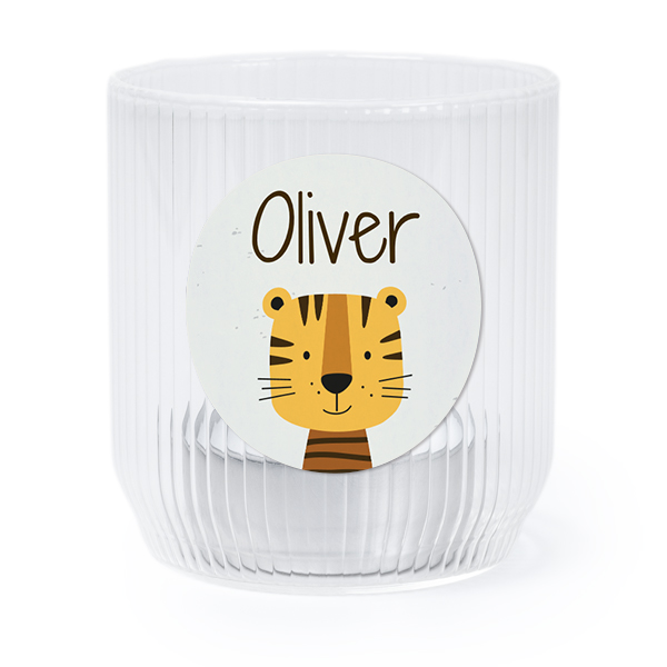 Värmeljushållare i glas med runda klistermärken - 6 st