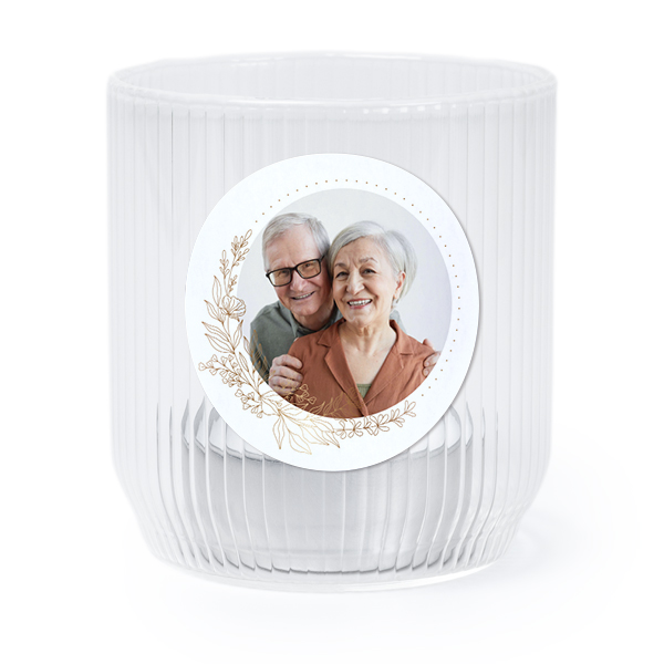Photophore en verre transparent avec autocollant rond - Lot de 6 Photophore en verre transparent avec autocollant rond - Lot de 6