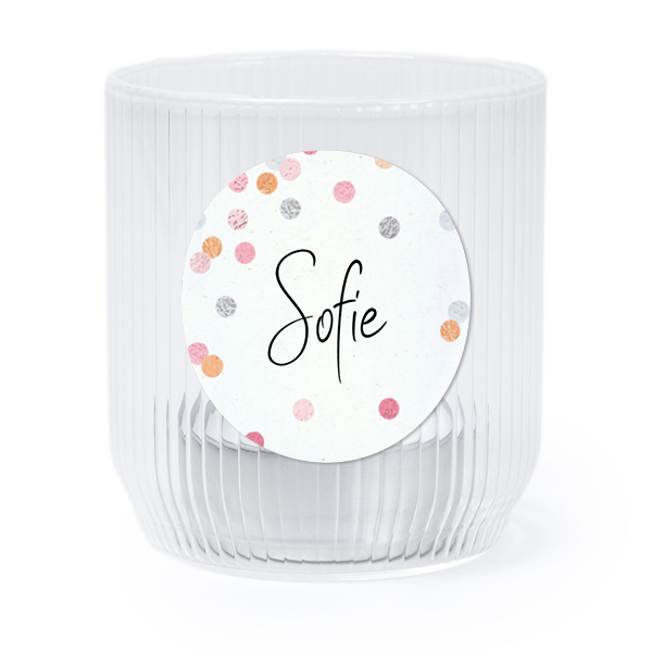 Photophore en verre transparent avec autocollant rond - Lot de 6