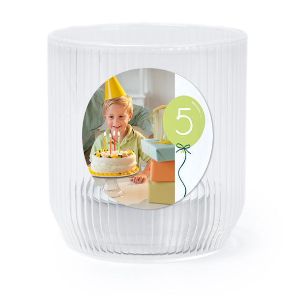 Photophore en verre transparent avec autocollant rond - Lot de 6