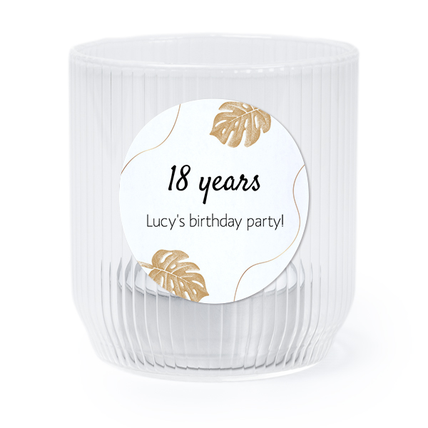 Personalised Clear Glass Tealight Holder with Round Stickers – Set of 6