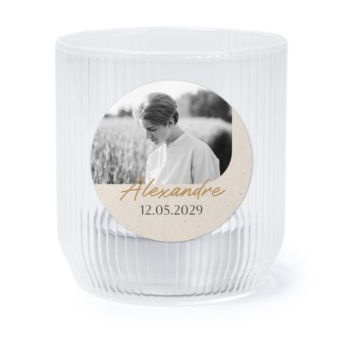 Photophore en verre transparent avec autocollant rond - Lot de 6