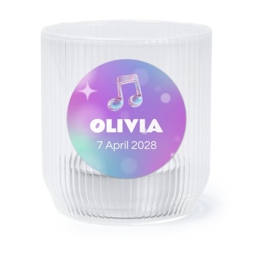Personalised Clear Glass Tealight Holder with Round Stickers – Set of 6