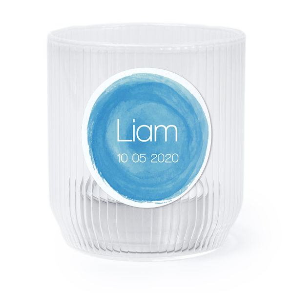 Personalised Clear Glass Tealight Holder with Round Stickers – Set of 6