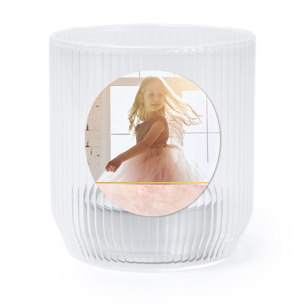 Photophore en verre transparent avec autocollant rond - Lot de 6