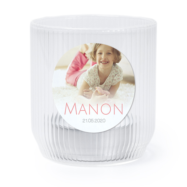 Personalised Clear Glass Tealight Holder with Round Stickers – Set of 6