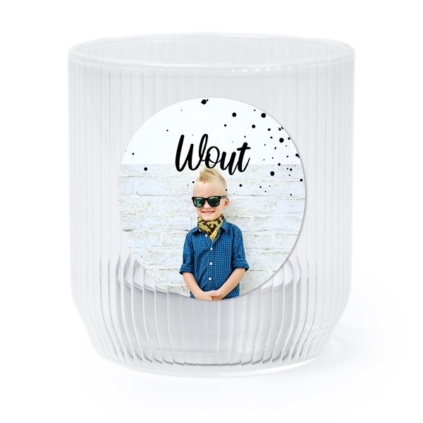 Photophore en verre transparent avec autocollant rond - Lot de 6 Photophore en verre transparent avec autocollant rond - Lot de 6