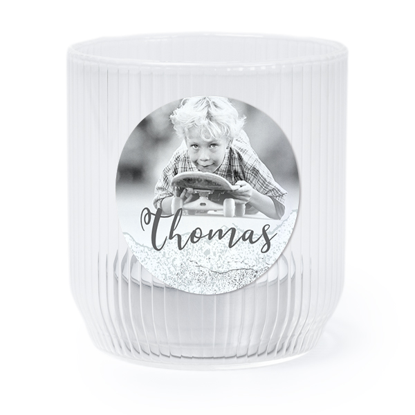 Lysholder i glass med runde klistermerker - 6 stk Lysholder i glass med runde klistermerker - 6 stk