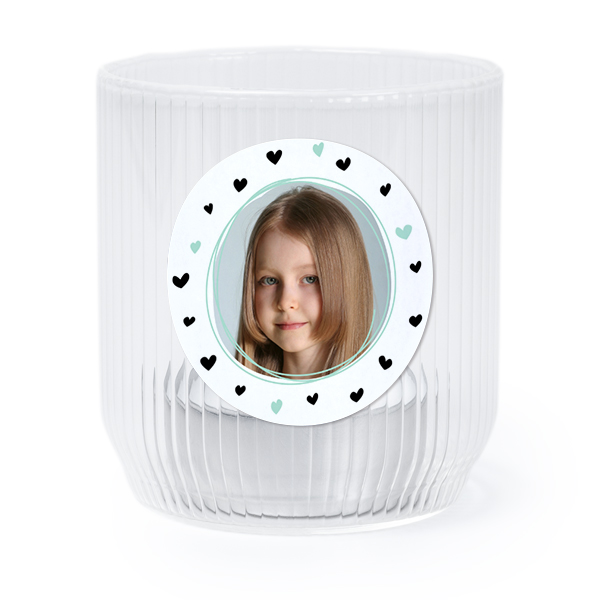 Lysholder i glass med runde klistermerker - 6 stk