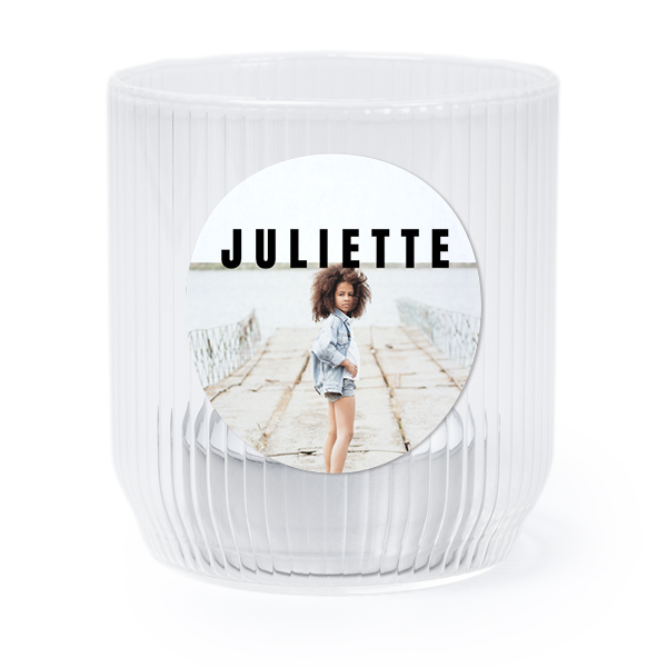 Personalised Clear Glass Tealight Holder with Round Stickers – Set of 6