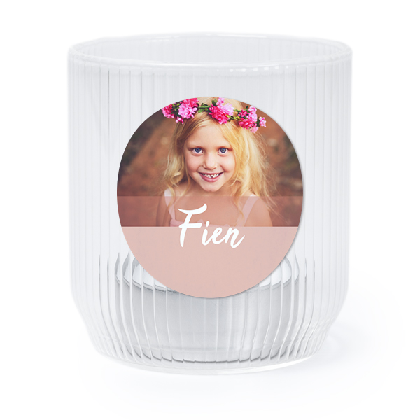 Waxinelichthouder doorzichtig met ronde sticker - set van 6 Waxinelichthouder doorzichtig met ronde sticker - set van 6