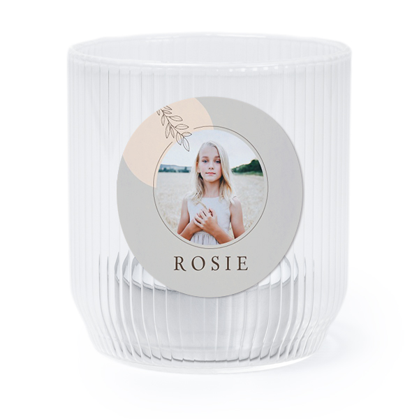Personalised Clear Glass Tealight Holder with Round Stickers – Set of 6