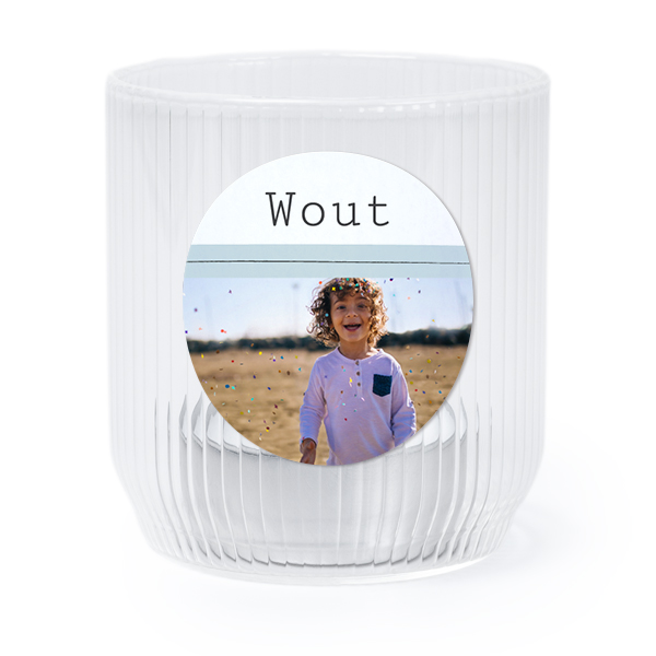 Theelichthouder doorzichtig met ronde sticker - set van 6 Theelichthouder doorzichtig met ronde sticker - set van 6